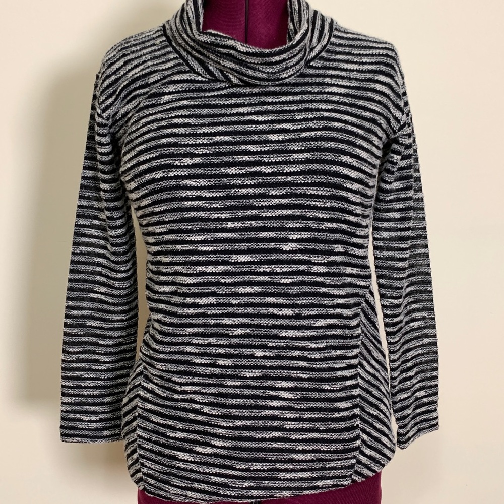 J Jill black and white cowl neck top